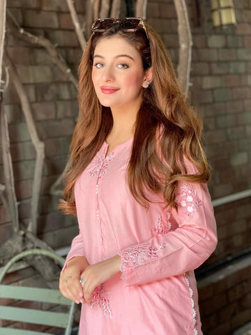 Blush (Pinkish) – Embroidered 2-Piece Cotton Lawn Outfit For Women